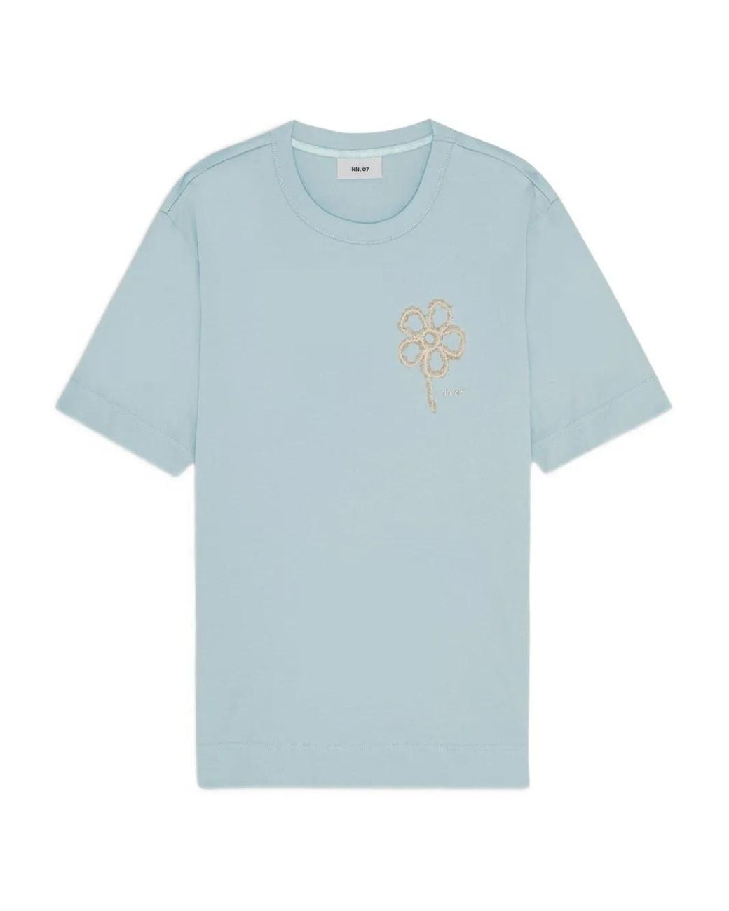 NN07 Blue Pedro Flower-Embroidered T-Shirt for men