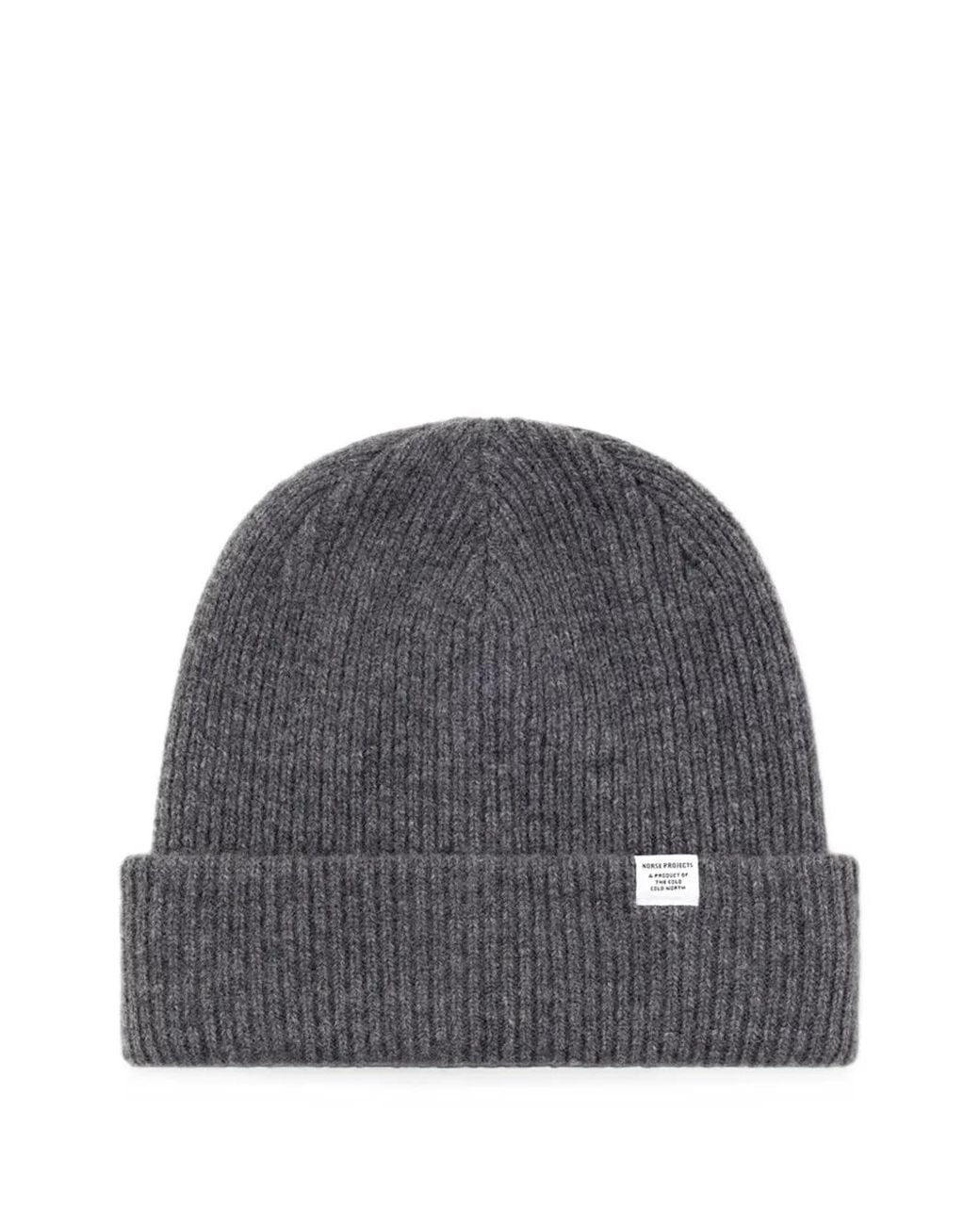 Norse Projects Gray Bonnet En Maille Côtelée for men