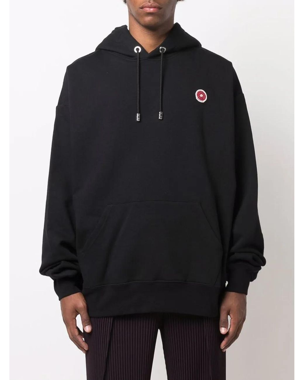 Gcds Blue Logo-Patch Cotton Hoodie for men