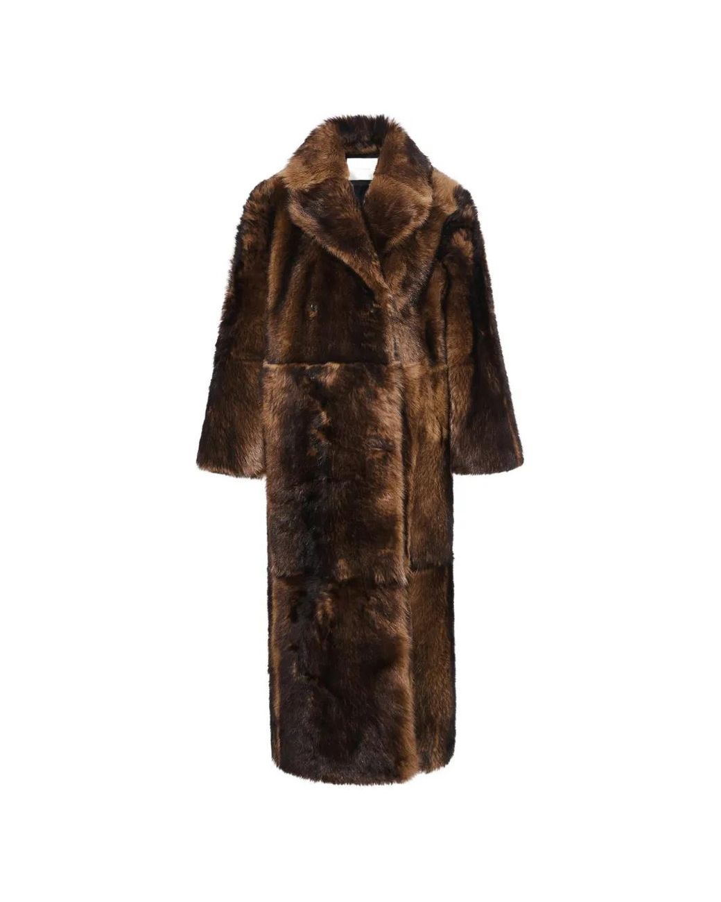 Yves Salomon Brown Fur-Effect Shearling Coat
