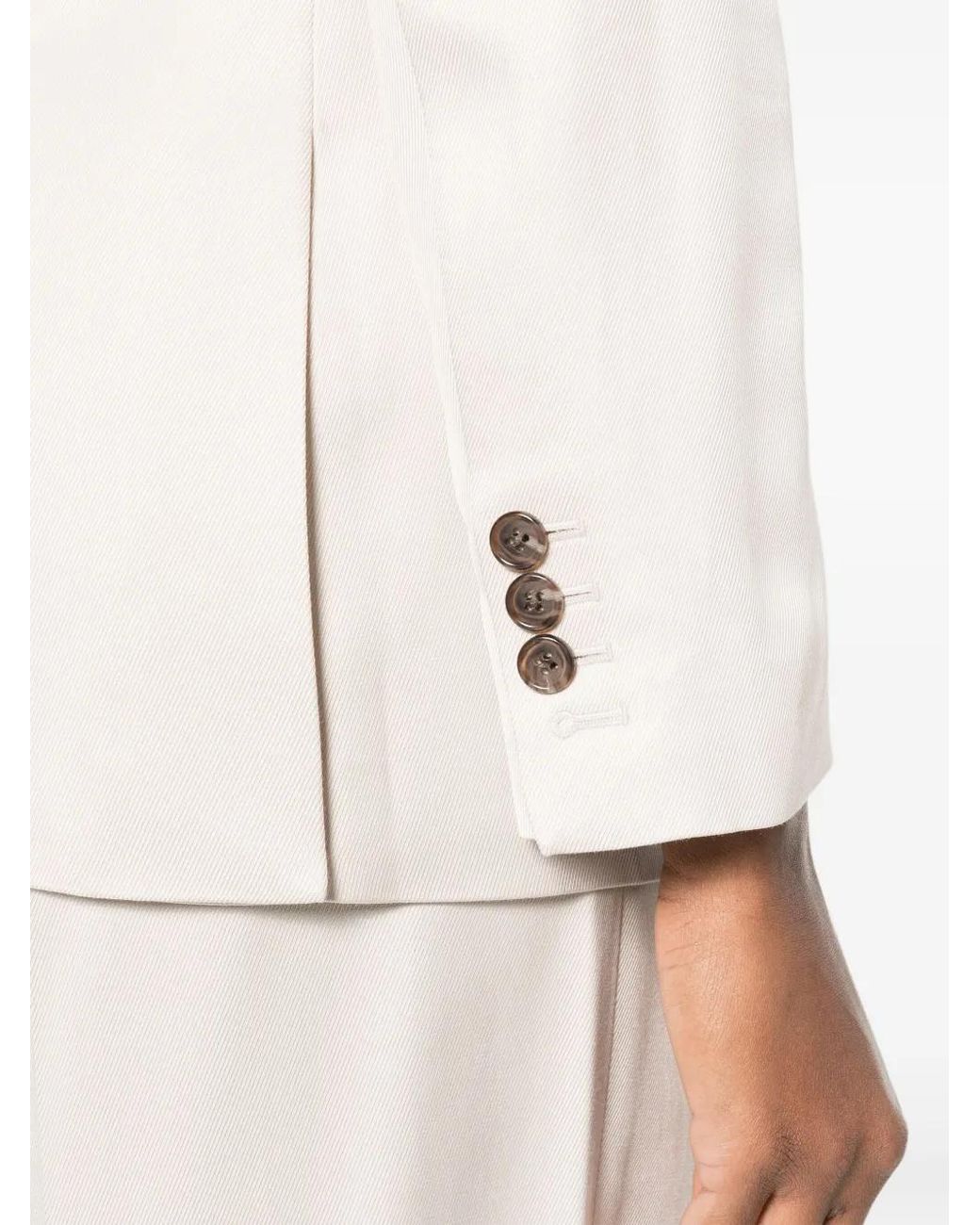 Theory Natural Notched-Lapels Double-Breasted Blazer