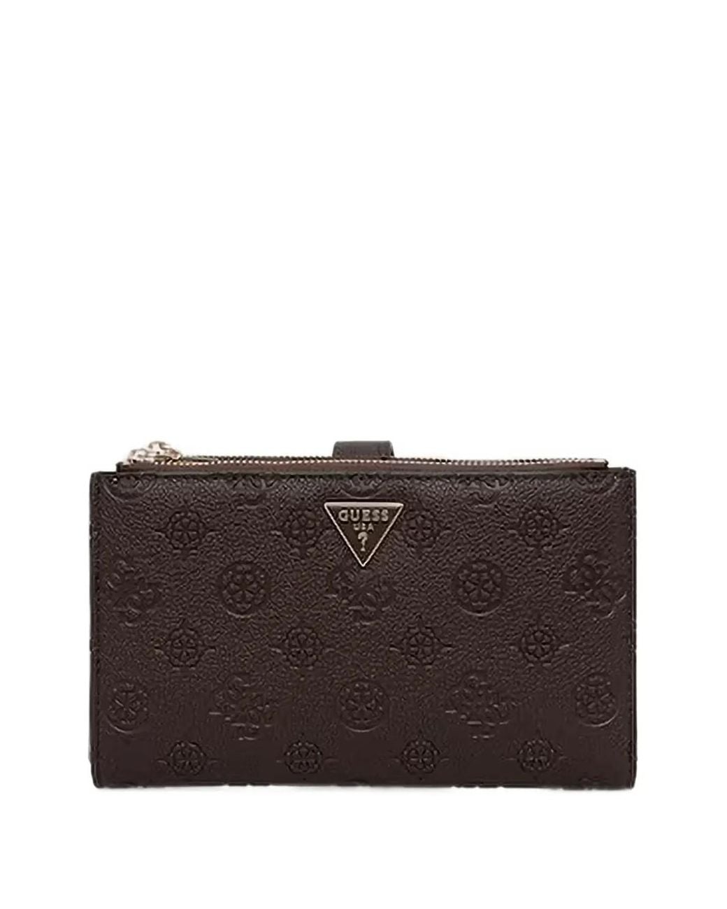 Guess Brown Blake Logo-Debossed Zip-Around Wallet