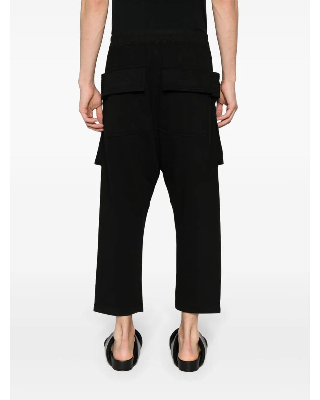 Rick Owens Black Creatch Cropped Cargo Trousers for men