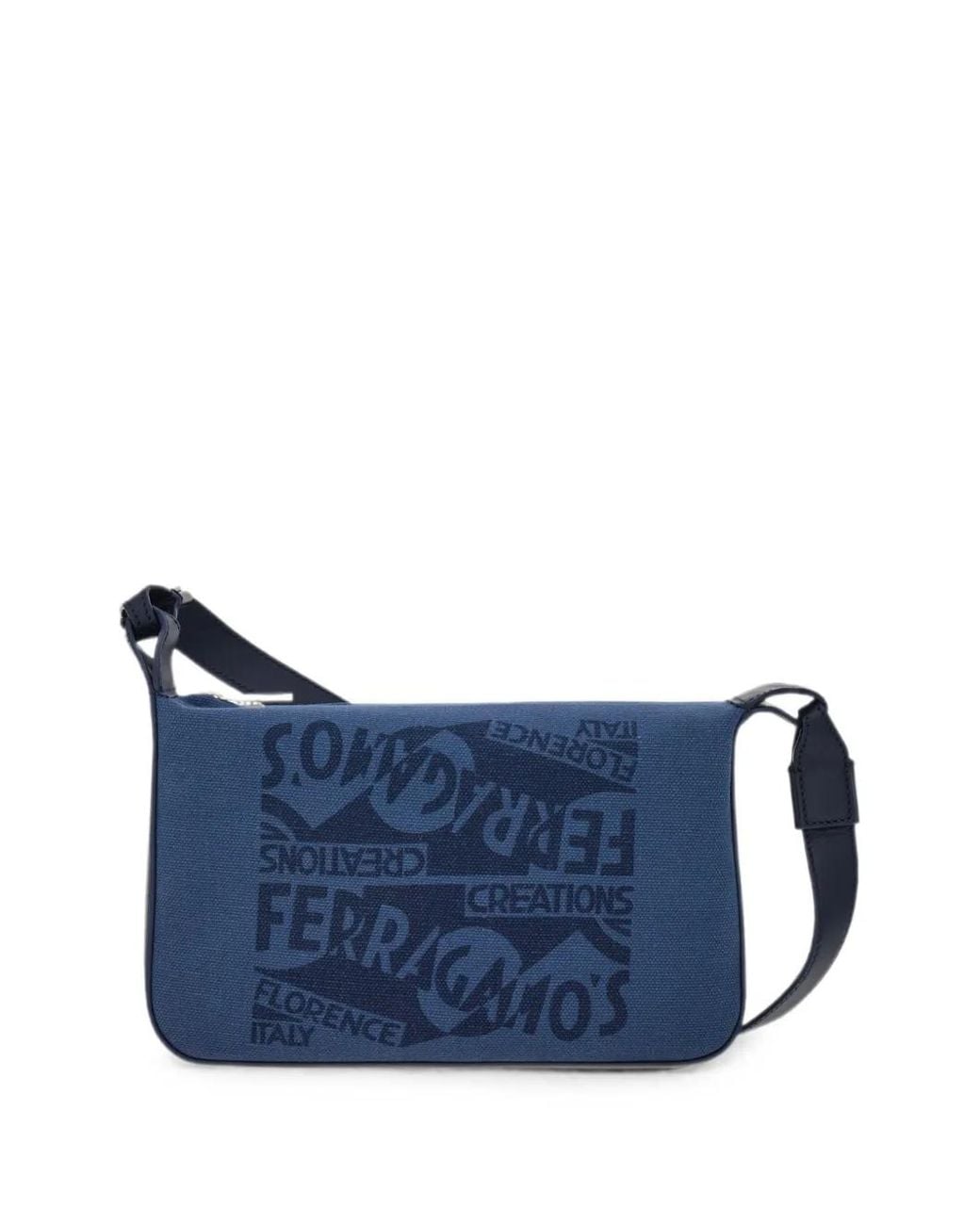 Ferragamo Blue Shoulder Bag With Logo for men