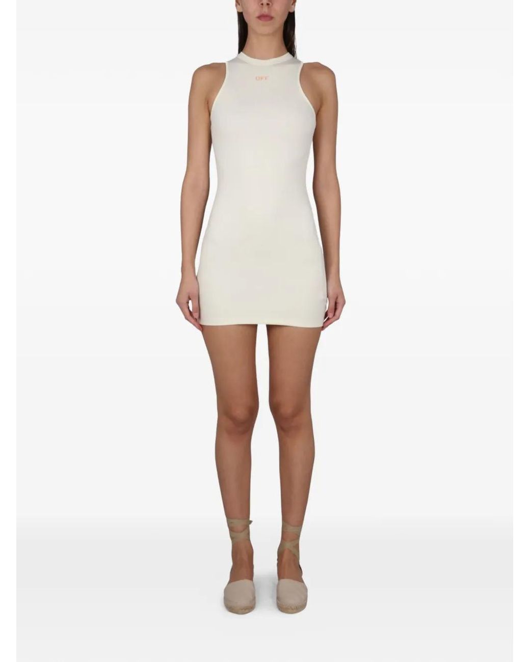 Off-White c/o Virgil Abloh White Sleek Rowing Logo-Print Minidress