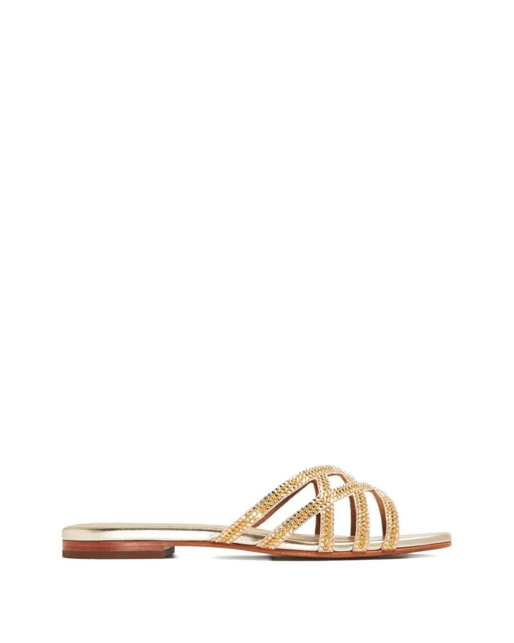 Nicoli Metallic Zuri Embellished Cross-Strap Sandals