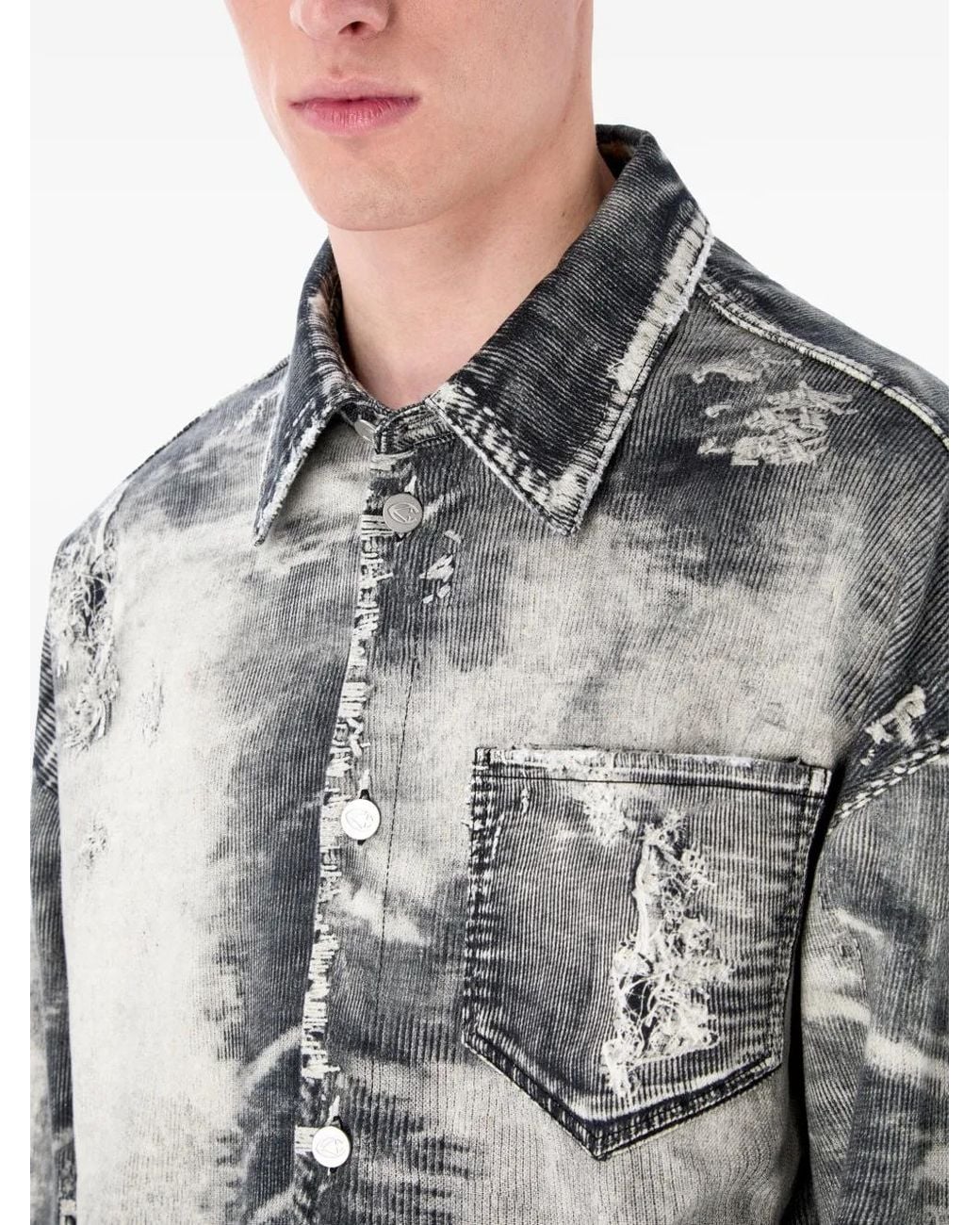 CAMPERLAB Gray Distressed Denim Shirt
