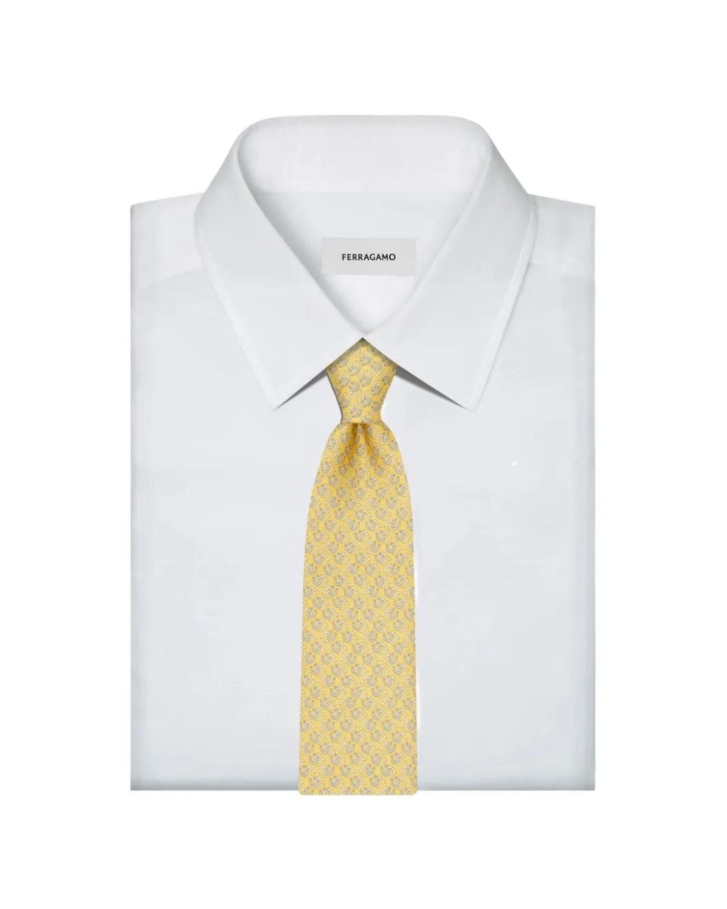 Ferragamo White Good Luck Print Silk Tie for men