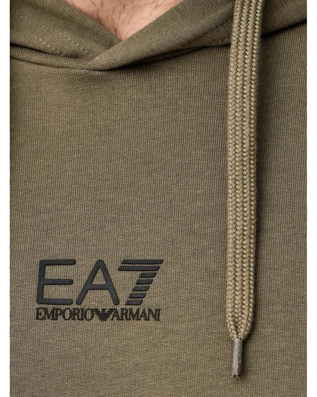 EA7 Green Logo-Print Drawstring Hoodie for men