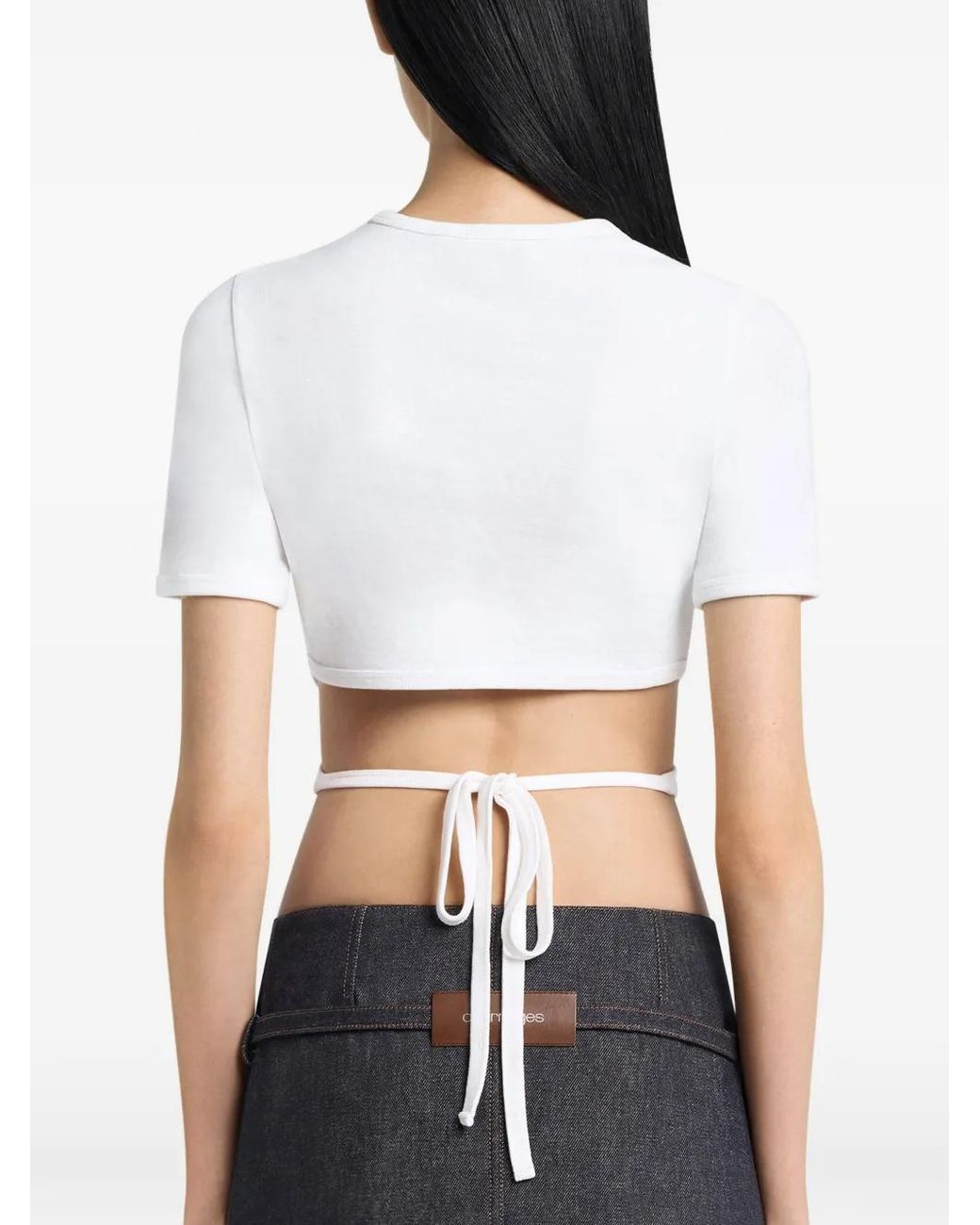 Courreges White Cropped T-Shirt With Cut-Out