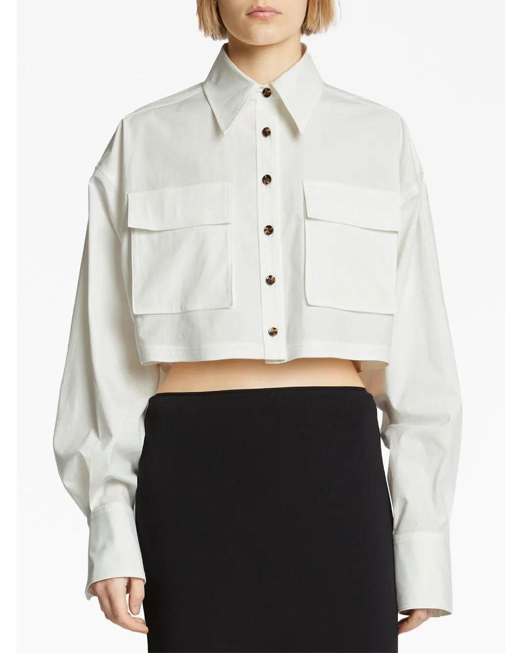 Proenza Schouler White Poplin Cropped Shirt