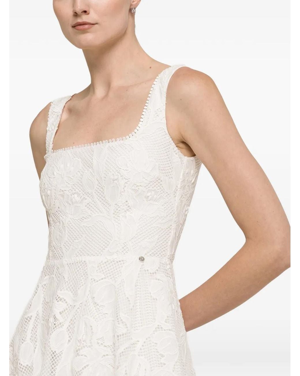 Nissa White Lace Midi Dress