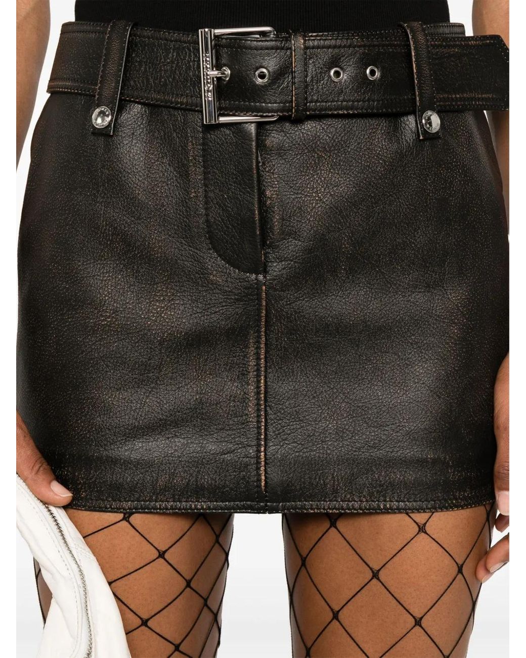 McQueen Black Leather Mini Skirt