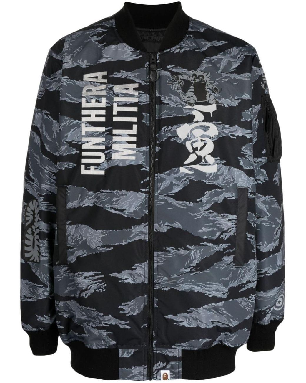 A Bathing Ape Tiger Camouflage-print Bomber Jacket in Gray for Men | Lyst