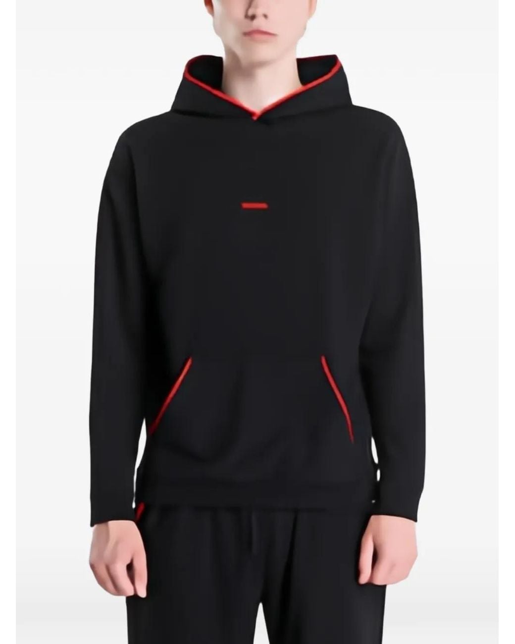 HUGO Black Logo-Print Pouch-Pocket Hoodie for men