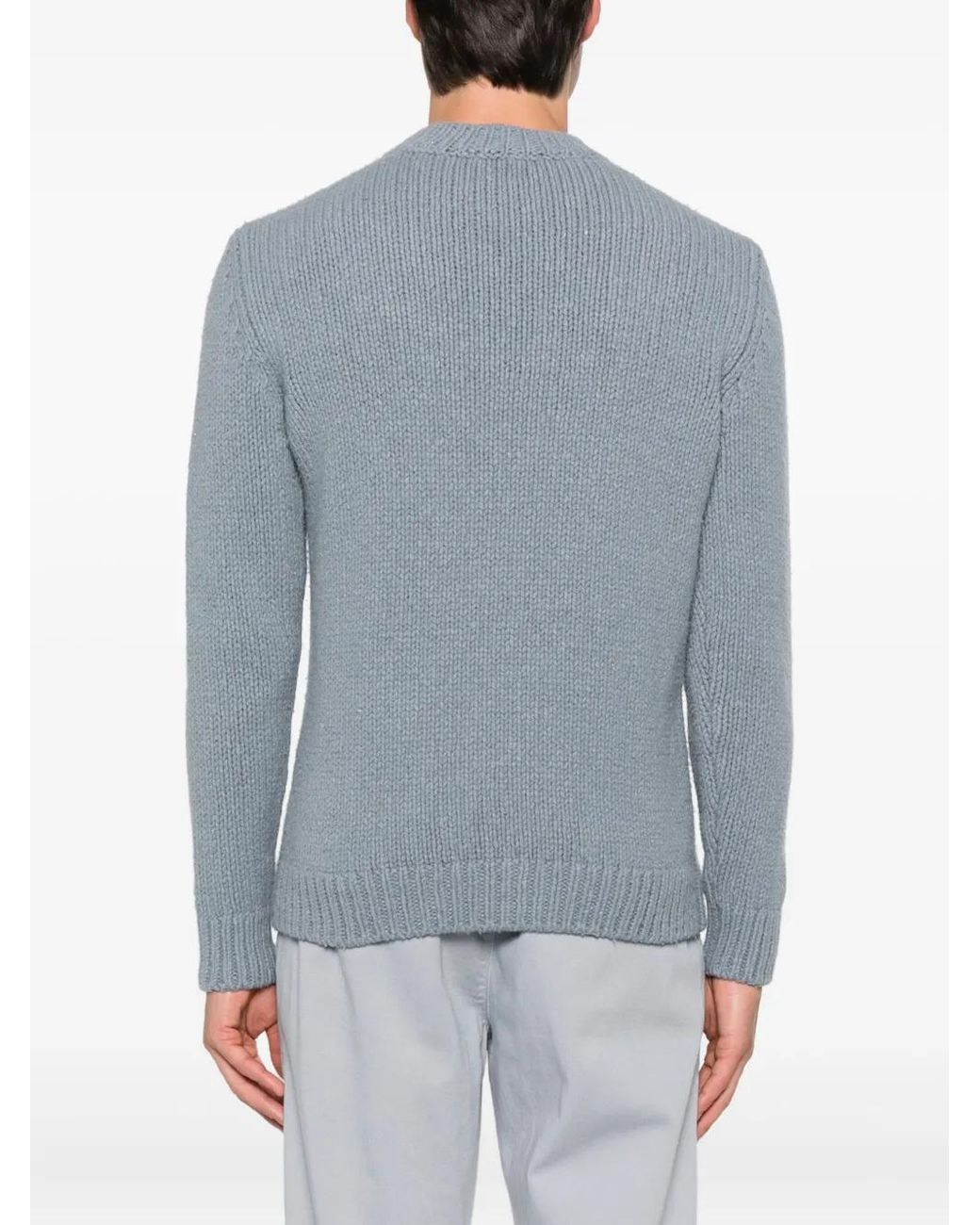 Eleventy Gray Crew-Neck Wool Sweater for men