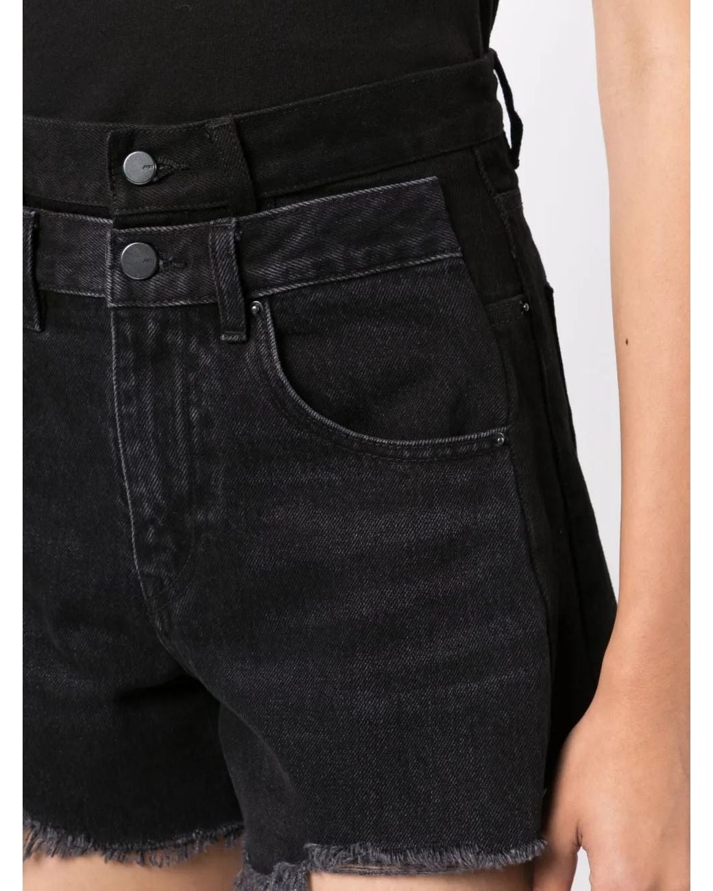 JNBY Black Raw-Cut Asymmetric Denim Shorts