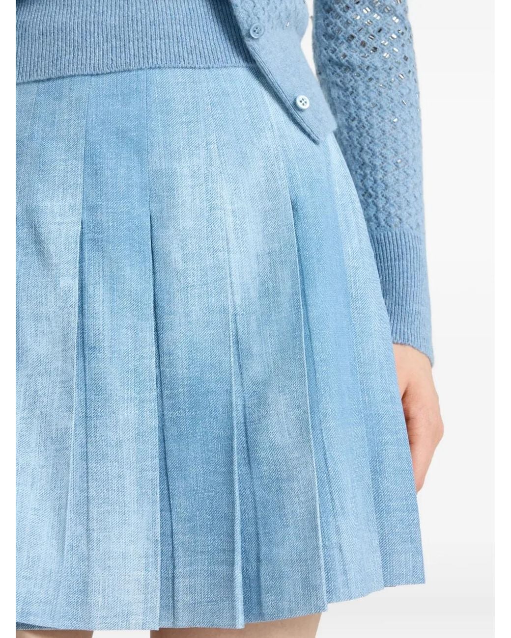 Ermanno Scervino Blue Pleated Marocain Mini Skirt
