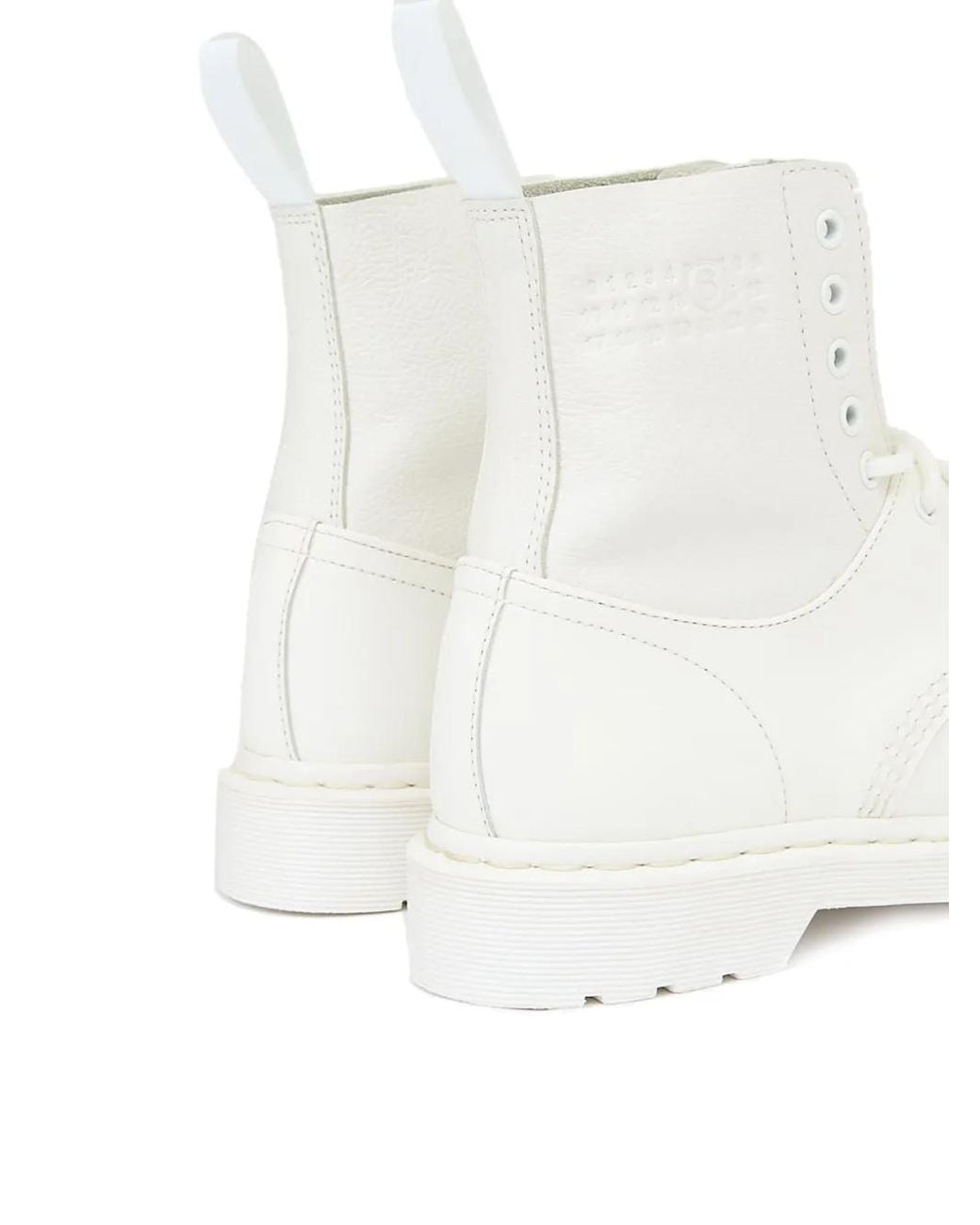 MM6 by Maison Margiela White 1460 Lace-Up Ankle Boots