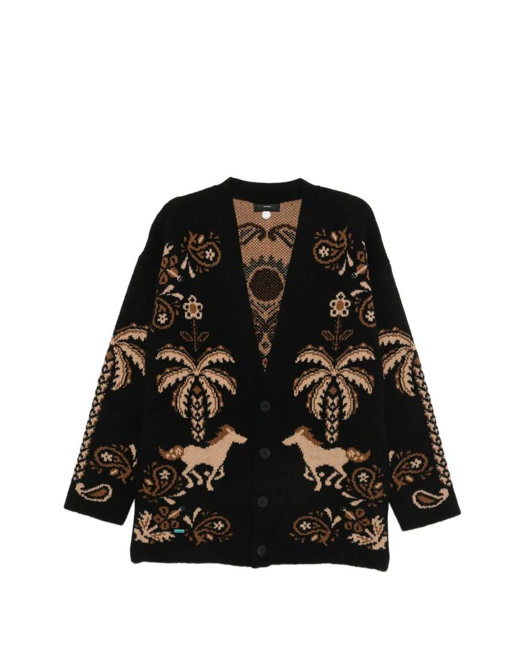 Alanui Black Cardigan En Maille Intarsia for men