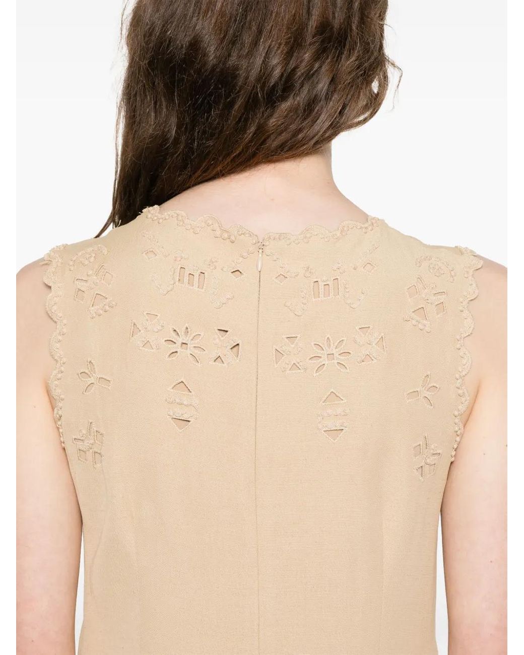 Ermanno Scervino Natural Broderie-Anglaise Midi Dress