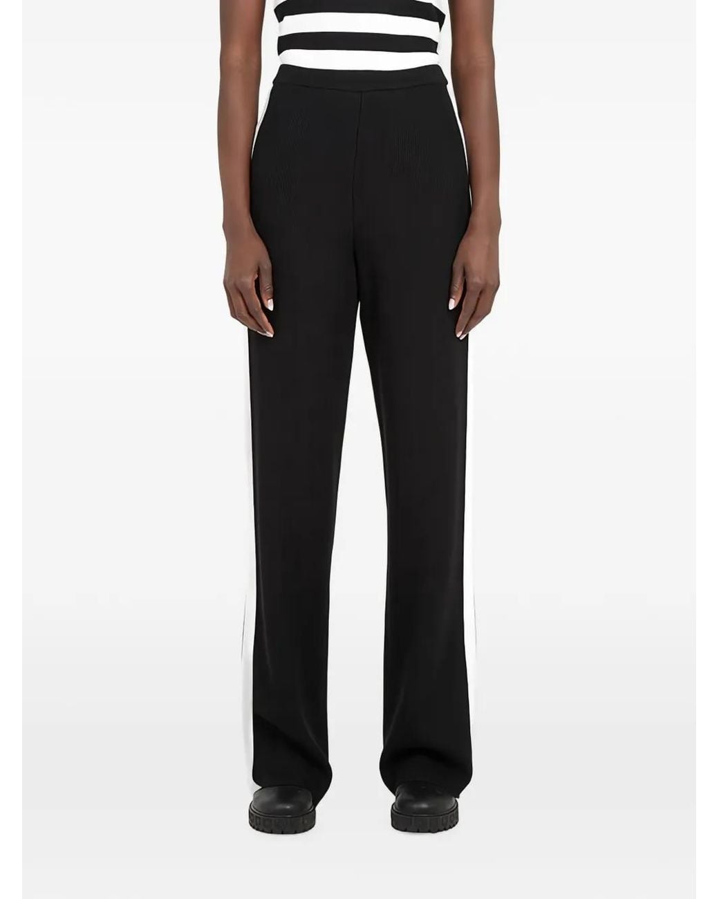 Ferragamo Black Pantalon Nervuré À Rayures Latérales