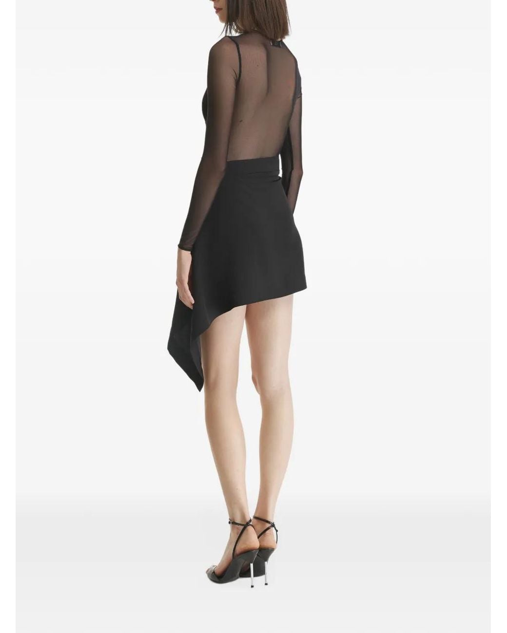 2310 STUDIO Black Asymmetric Wrap-Style Skirt