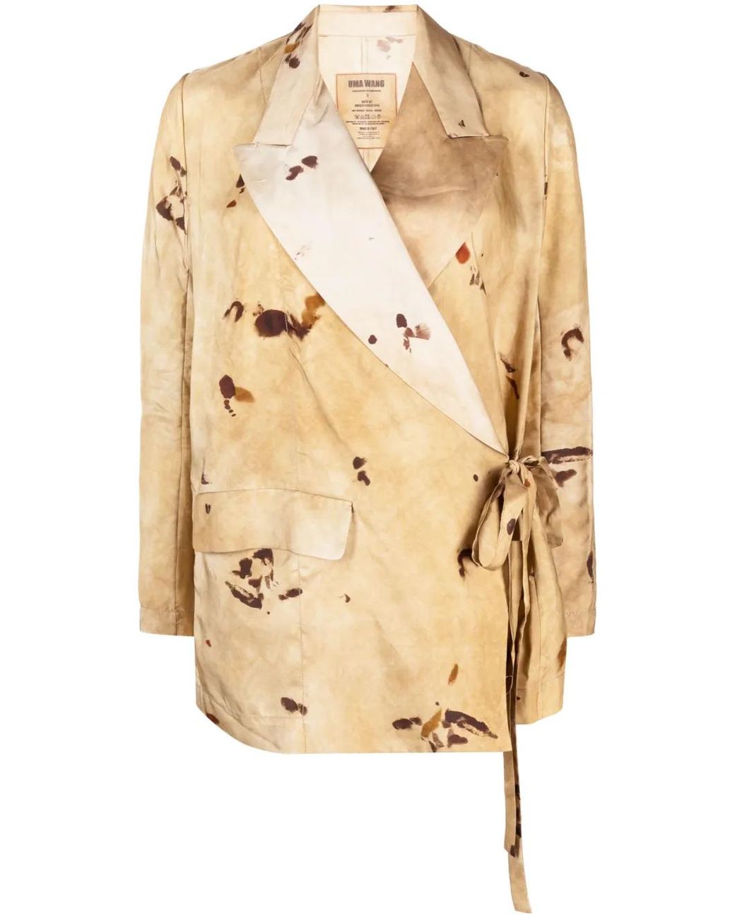 Uma Wang Natural Graphic-Print Side-Fastening Blazer