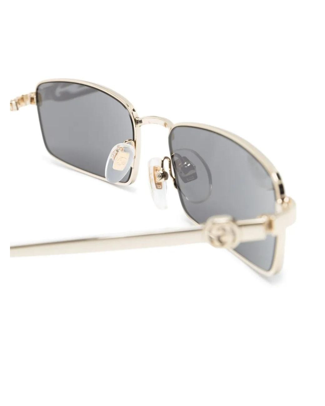 Gucci Gray Rectangle-Frame Sunglasses