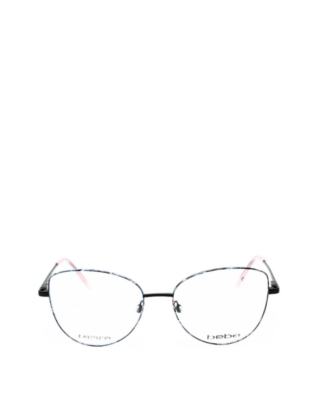 Bebe White Floral-Pattern Cat-Eye Glasses