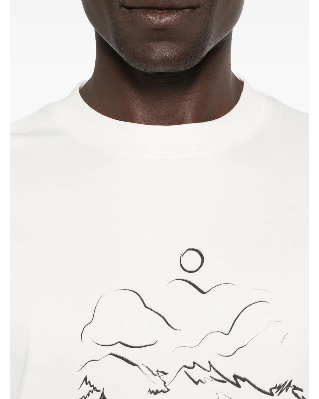 Drole de Monsieur White Landscape-Print T-Shirt for men