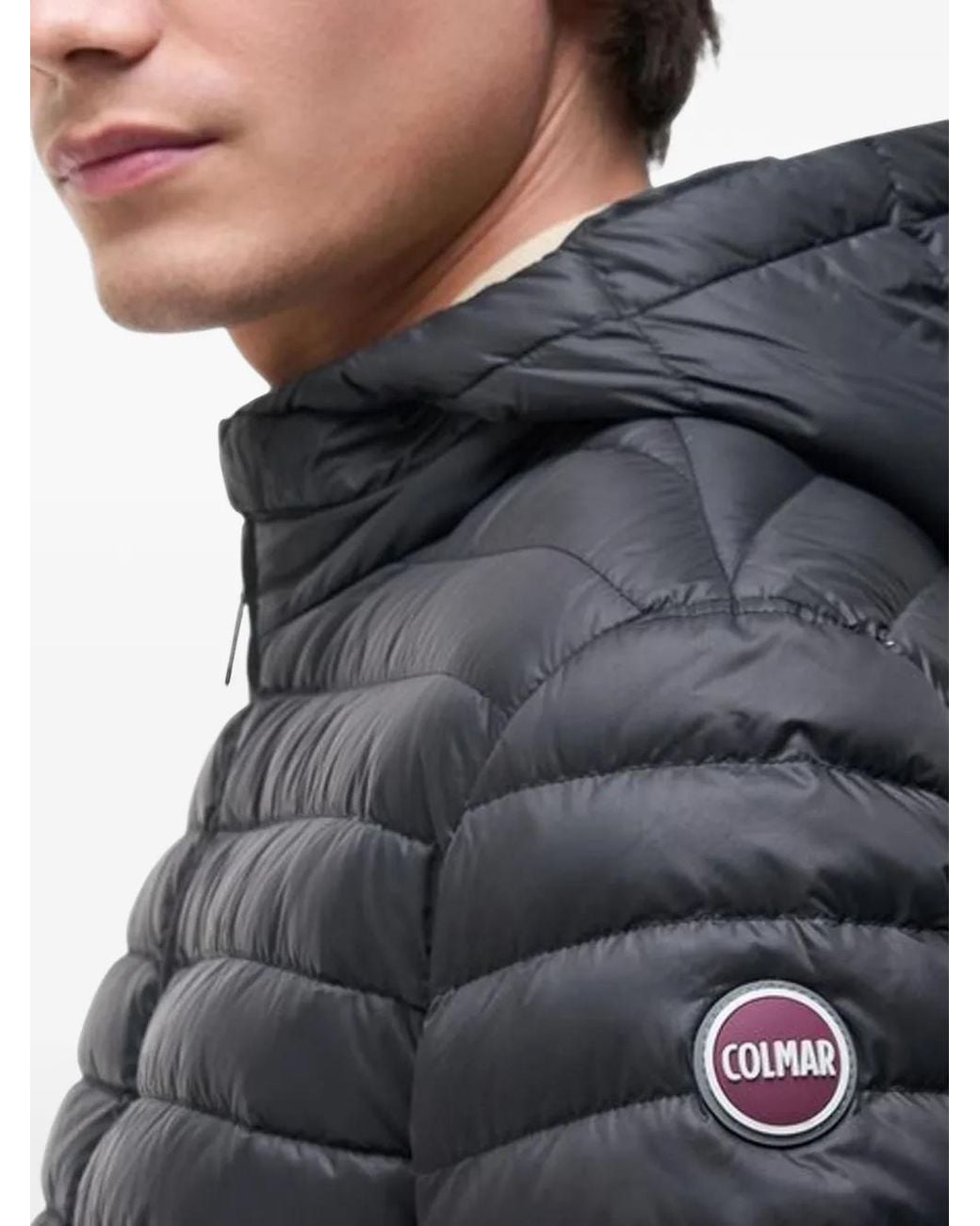Colmar Black Quilted Hooded Down Jacket for men