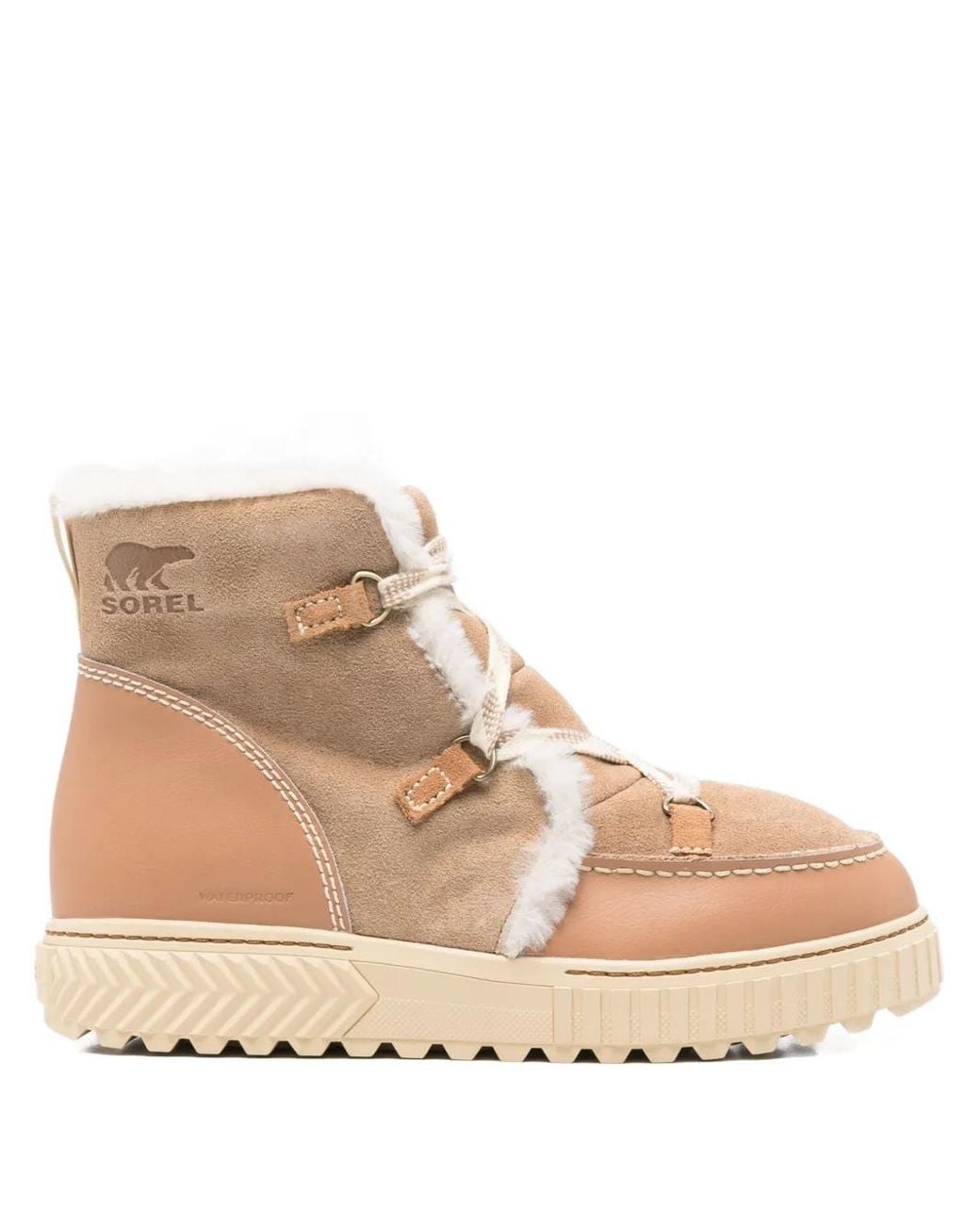 Sorel Natural Ona Ave Fleece-Lined Leather-Trimmed Suede Ankle Boots