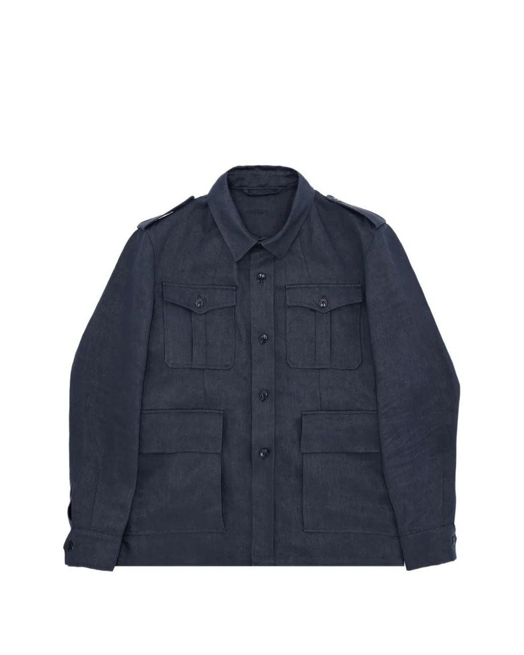Fortela Blue Owen Linen Safari Shirt Jacket for men