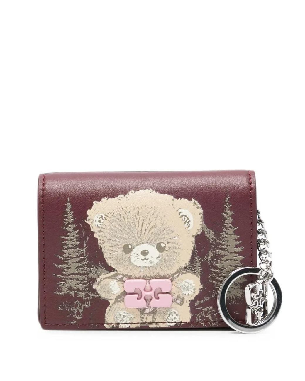 Ganni Pink Porte-Cartes Bou Teddy Imprimé