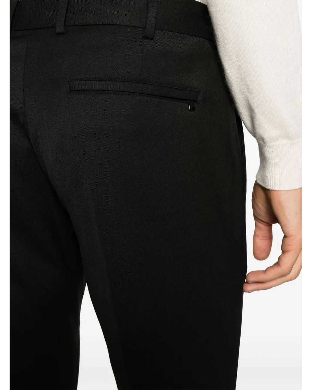 PT Torino Black Mid-Rise Slim-Cut Trousers for men