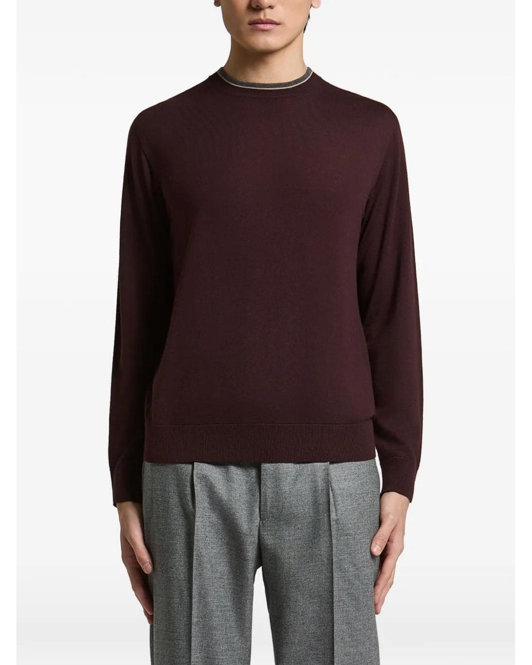 Peserico Purple Contrast-Trim Sweater for men