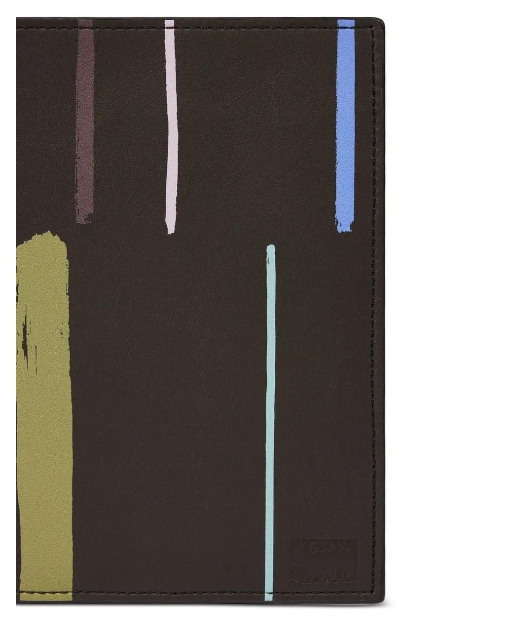Paul Smith Black Painted Stripe' Leather Passport Cover for men