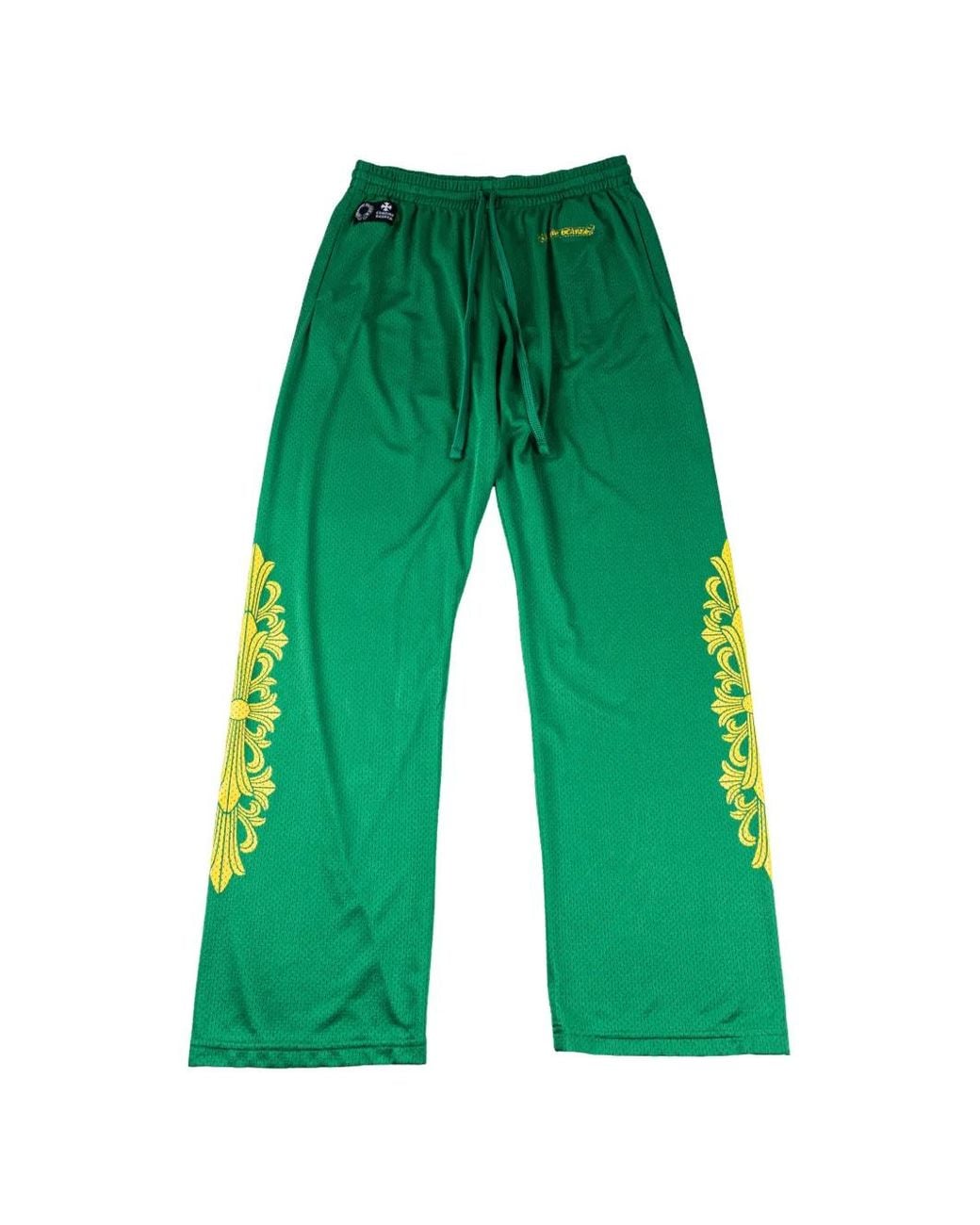 Chrome Hearts Green Logo-Print Mesh Track Pants for men