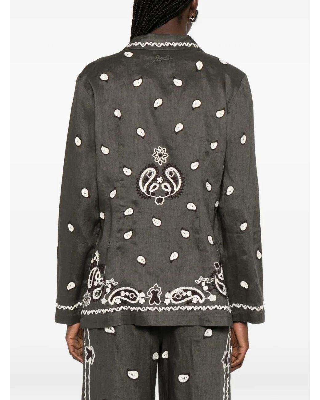 P.A.R.O.S.H. Gray Paisley-embroidery Shirt