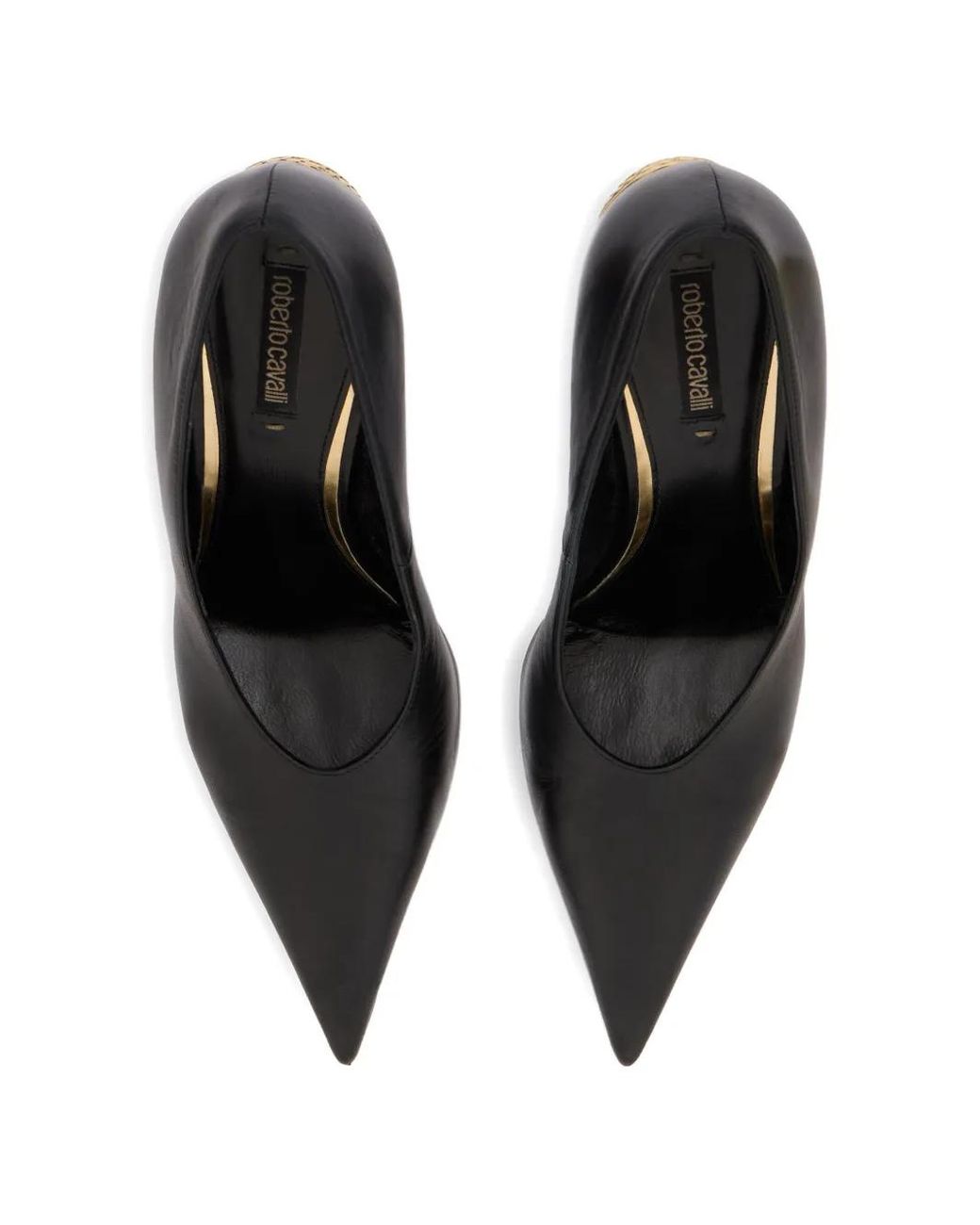 Roberto Cavalli Black Serpentine Pointed-Toe Pumps