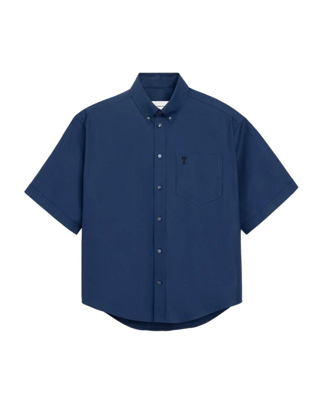 AMI Blue Ami Button-Down Short-Sleeve Shirt for men