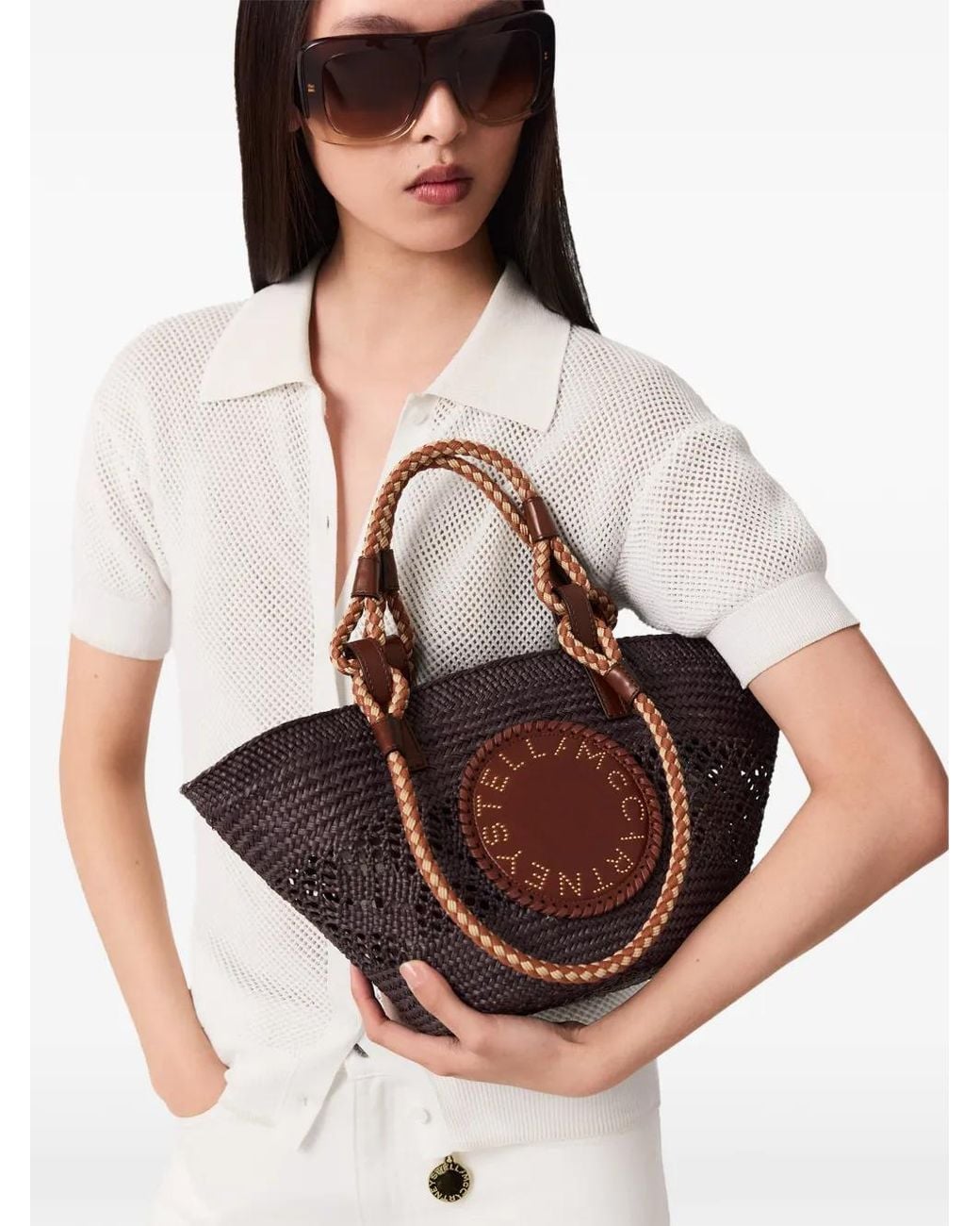 Stella McCartney Brown Petit Sac Seau À Logo En Corde