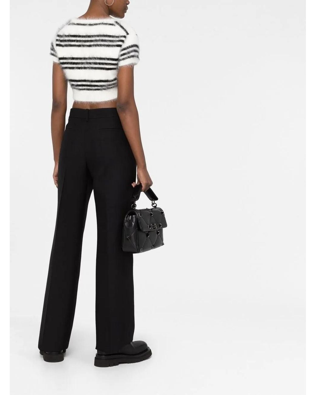 Valentino Garavani Black High-Waisted Wide-Leg Trousers