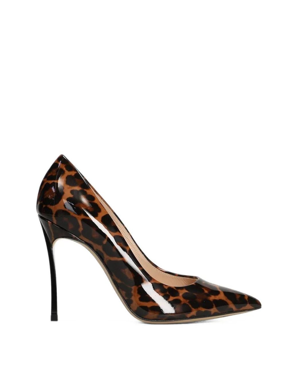 Casadei White Leopard-Print Patent-Leather Pumps