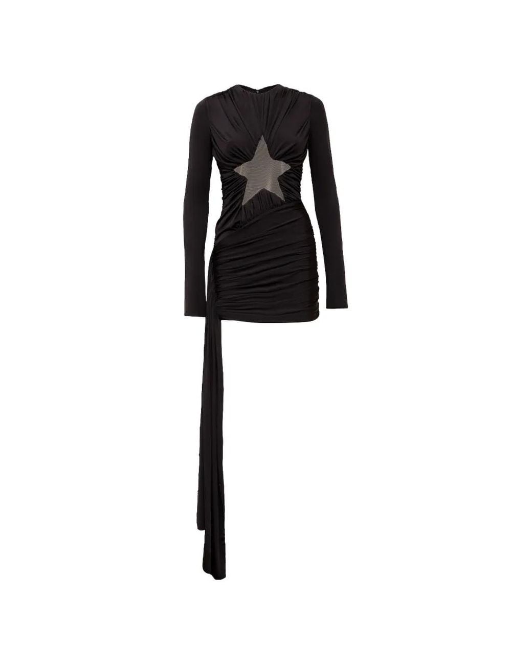 David Koma Black Star-Cutout Ruched Mini Dress