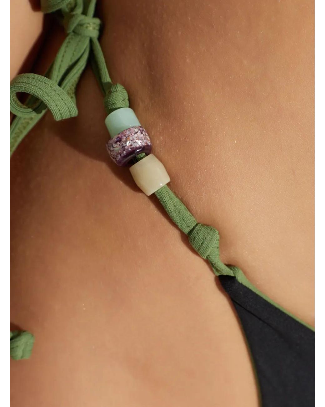 Bondeye Green Bas De Bikini Anali À Détail Noué