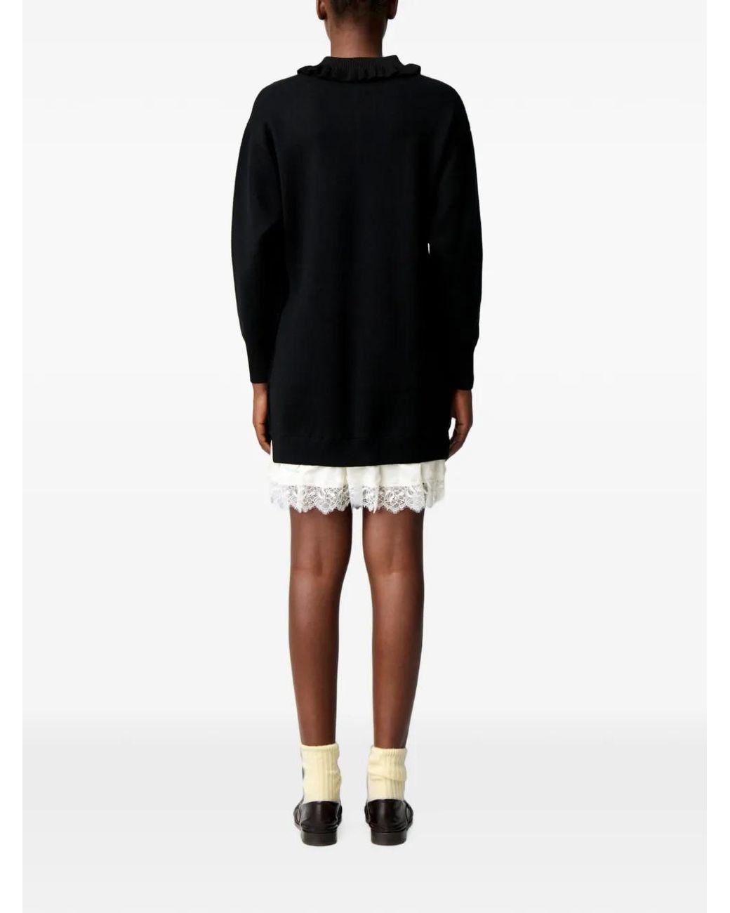 Claudie Pierlot Black Satin And Lace Jumper Dress