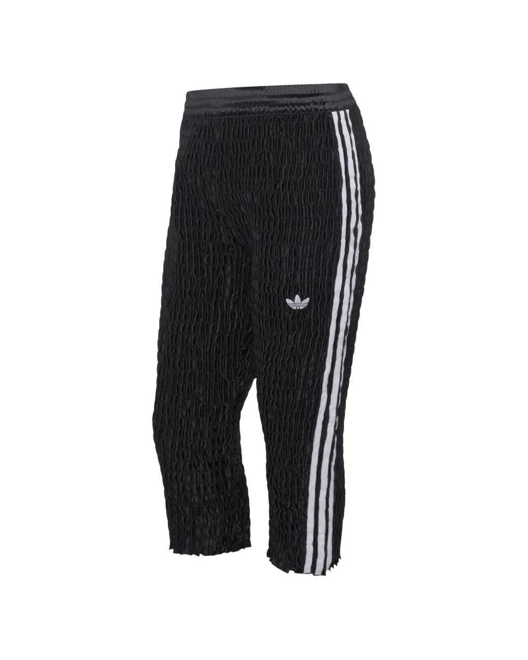 Adidas Black Pantalon Froncé Capri À Rayures Latérales