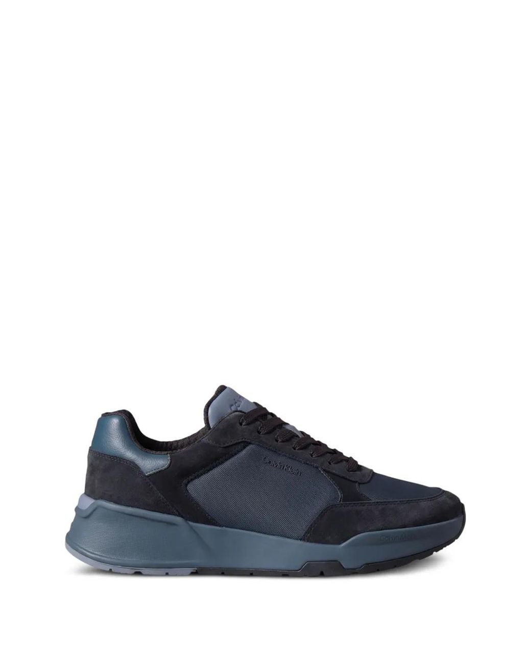 Calvin Klein Blue Baskets À Empiècements En Daim for men